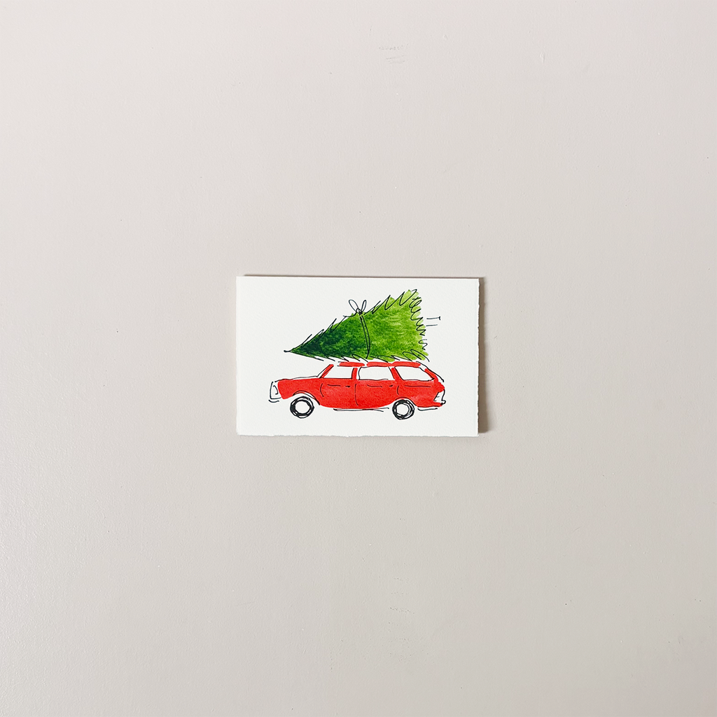 Christmas Tree & Car Note Card