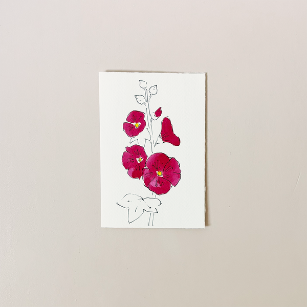 Hollyhock Dark Red Note Card
