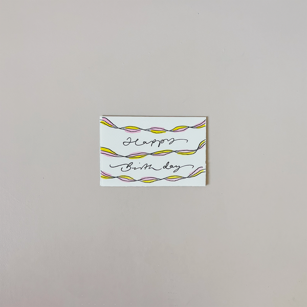 Pink Happy Birthday Streamers Note Card