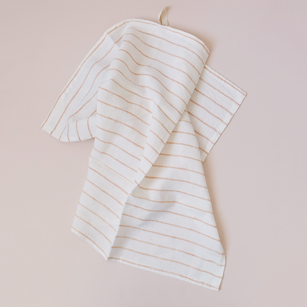 Belmont Stripe Linen Tea Towel Dune