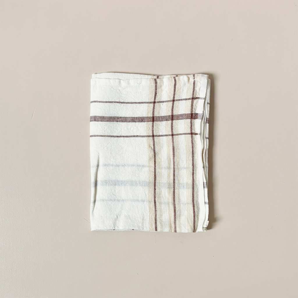 Brogue Stripe Linen Tea Towel Dune
