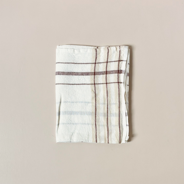 Brogue Stripe Linen Tea Towel Dune