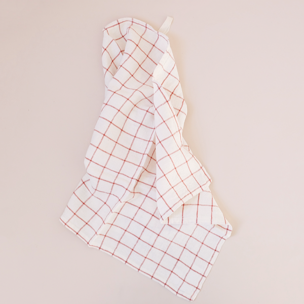 Graphic Stripe Linen Tea Towel Clay