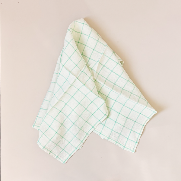 Graphic Stripe Linen Tea Towel Leaf