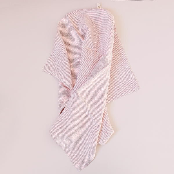 Mille Stripe Linen Tea Towel Clay
