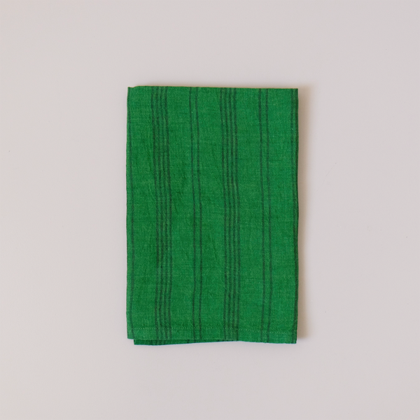 Saville Stripe Linen Tea Towel Leaf