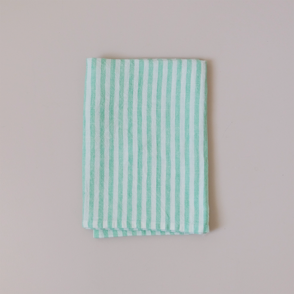 Tangier Stripe Linen Tea Towel Leaf