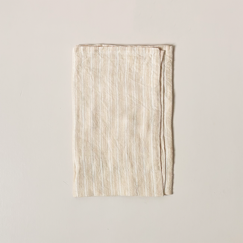 Ticking Stripe Linen Tea Towel Clay