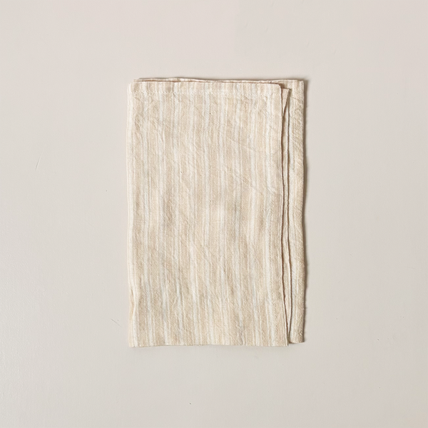 Ticking Stripe Linen Tea Towel Clay
