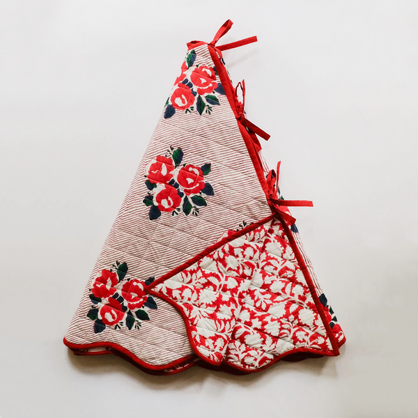 Mia Red Quilted Tree Skirt