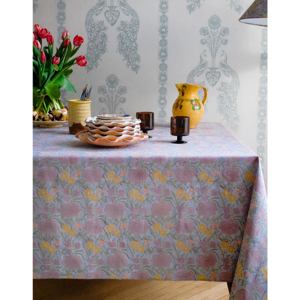 Nargis Faded Hydrangea Blue Tablecloth 60" x 110"