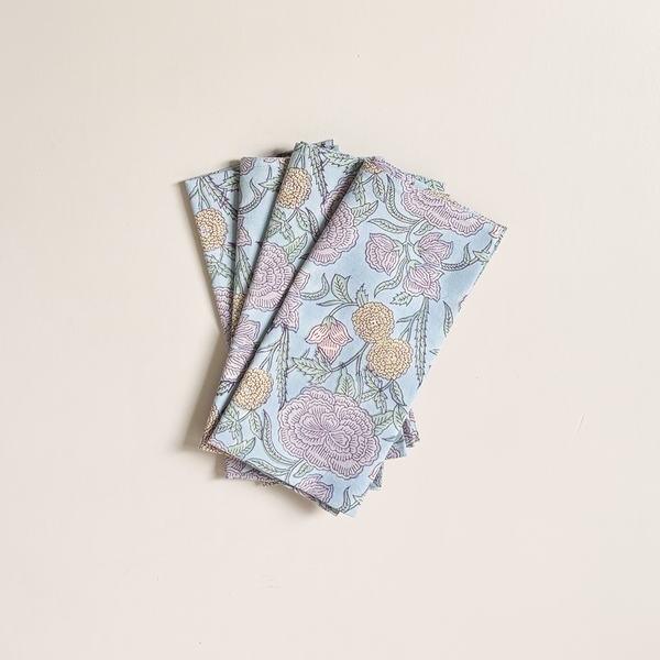 Nargis Faded Hydrangea Blue Napkin Set/4