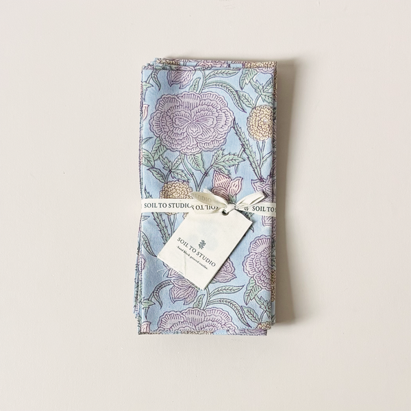 Nargis Faded Hydrangea Blue Napkin Set/4