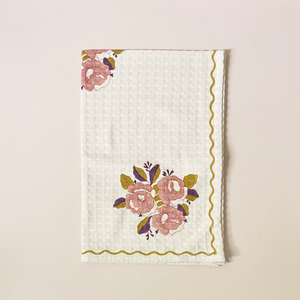 Waffle Weave Kitchen Towel Sara Pink Grapefruit