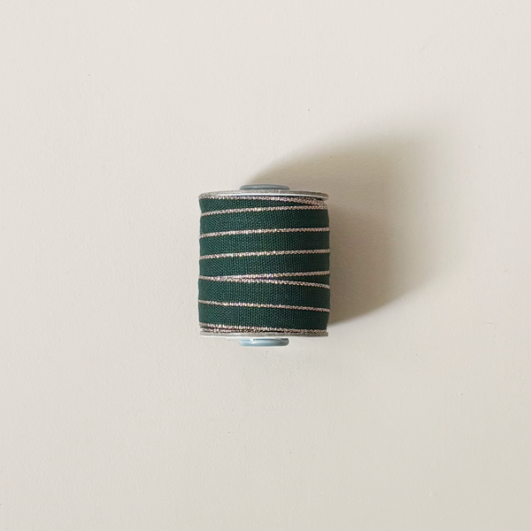 Drittofilo Cotton Ribbon, Cypress/Rose Gold