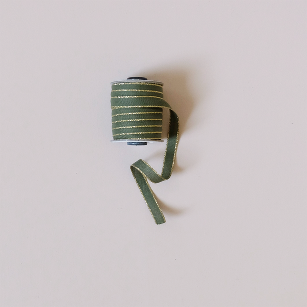 Drittofilo Cotton Ribbon, Olive/Gold