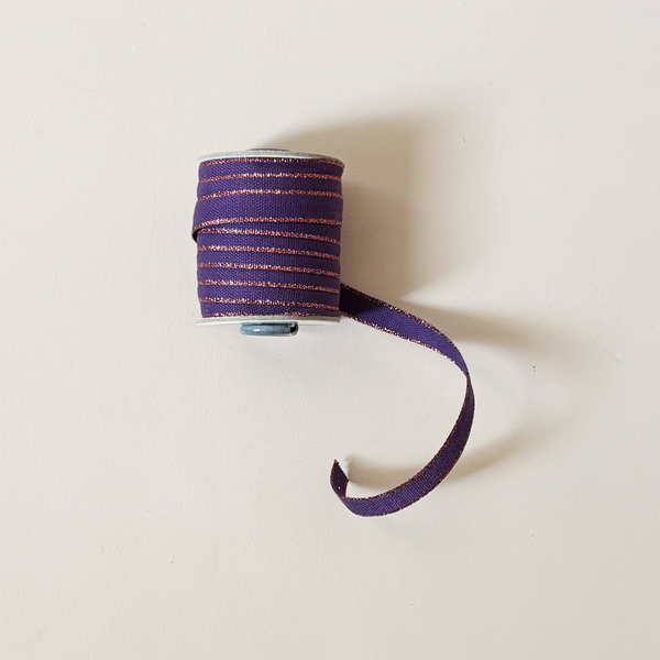 Drittofilo Cotton Ribbon, Plum/Copper