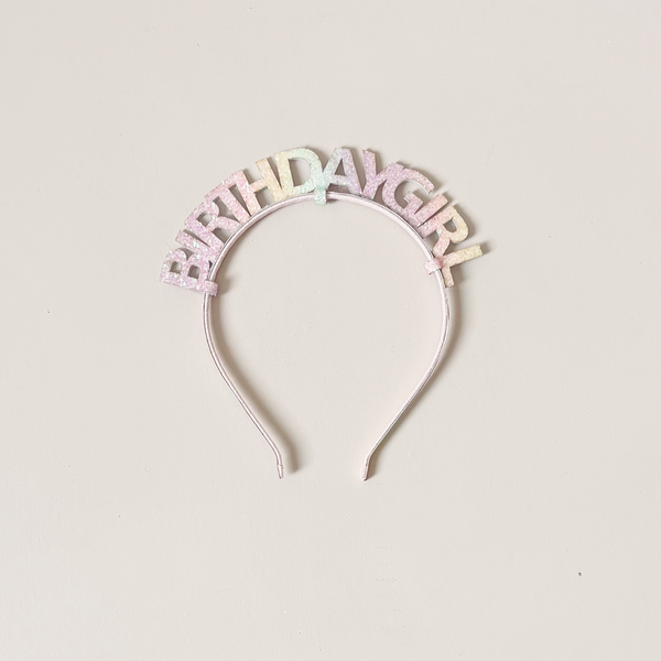 Pastel Rainbow Birthday Girl Headband