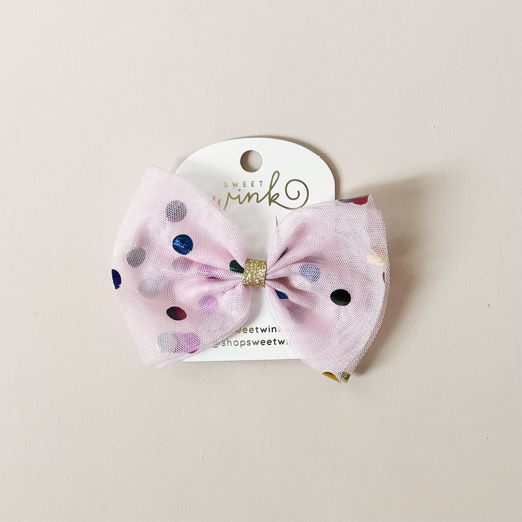 Pink Confetti Bow Clip