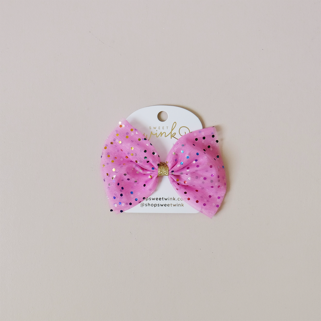 Raspberry Confetti Bow Clip