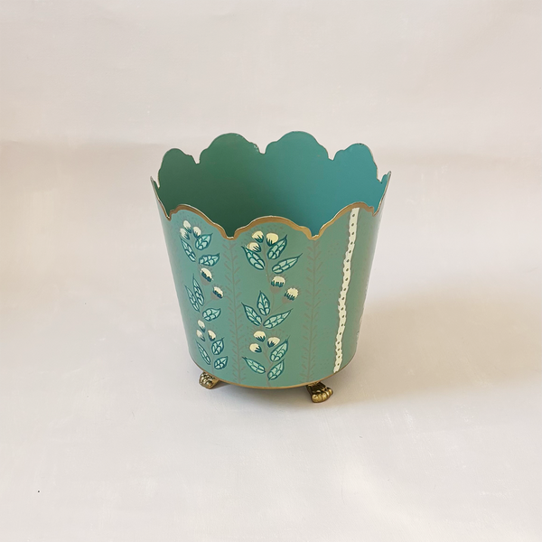 Green & Gold Floral Cachepot Medium