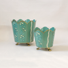 Green & Gold Floral Cachepot Small