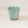Grey Blue & Gold Floral Cachepot Medium