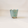 Grey Blue & Gold Floral Cachepot Small