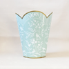 Mint & White Chinoiserie Wastebasket