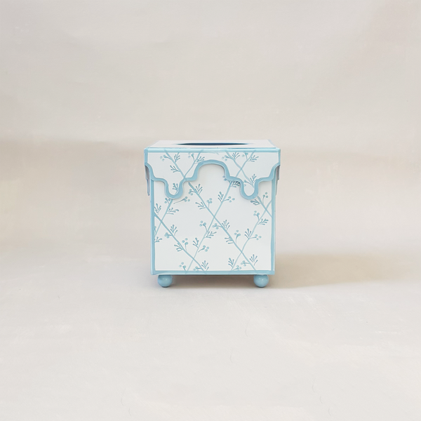 Soft Blue Floral Trellis Tissue Holder