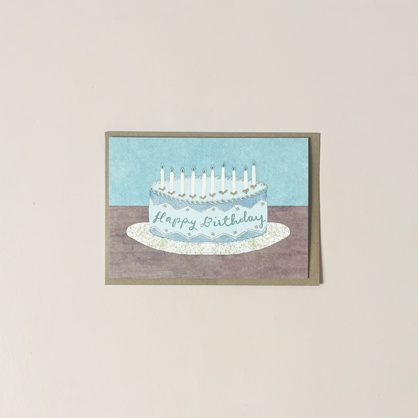 Blue Birthday Cake Note Card