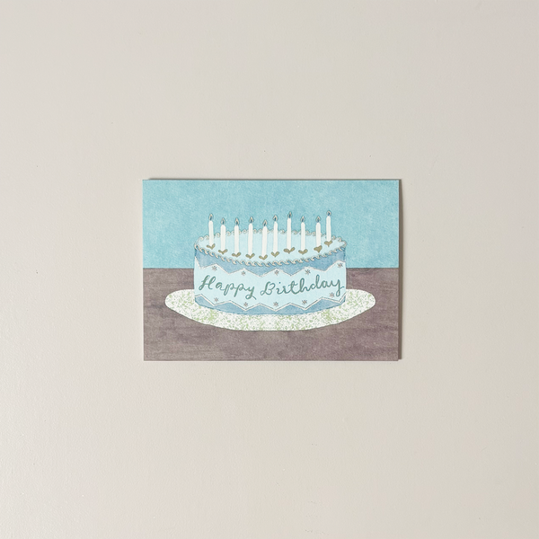 Blue Birthday Cake Note Card