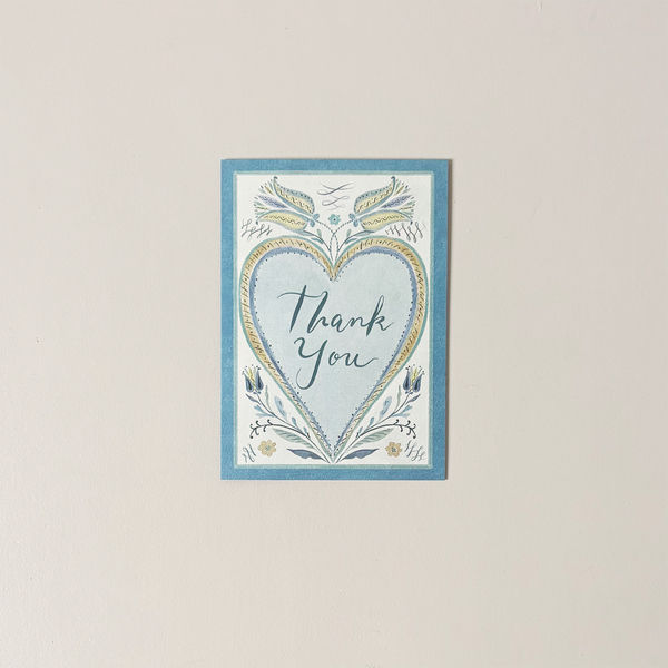 Blue Heart Thank You  Note Card