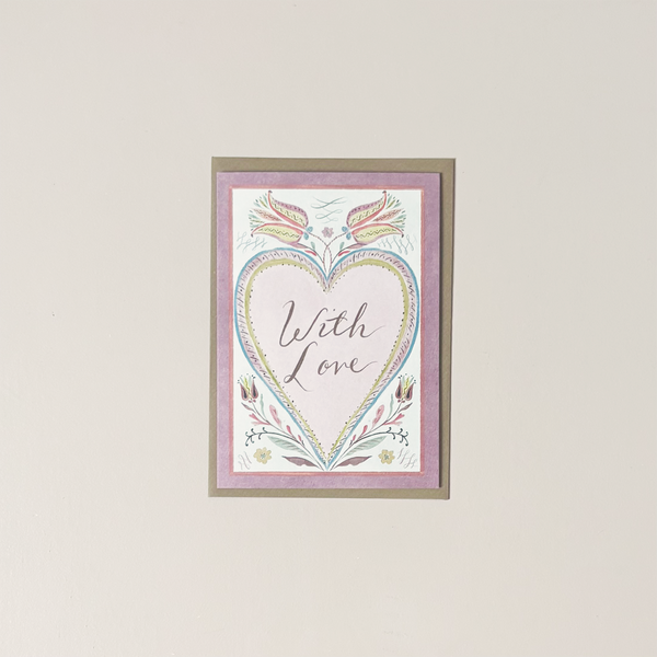 Pink Heart With Love Note Card