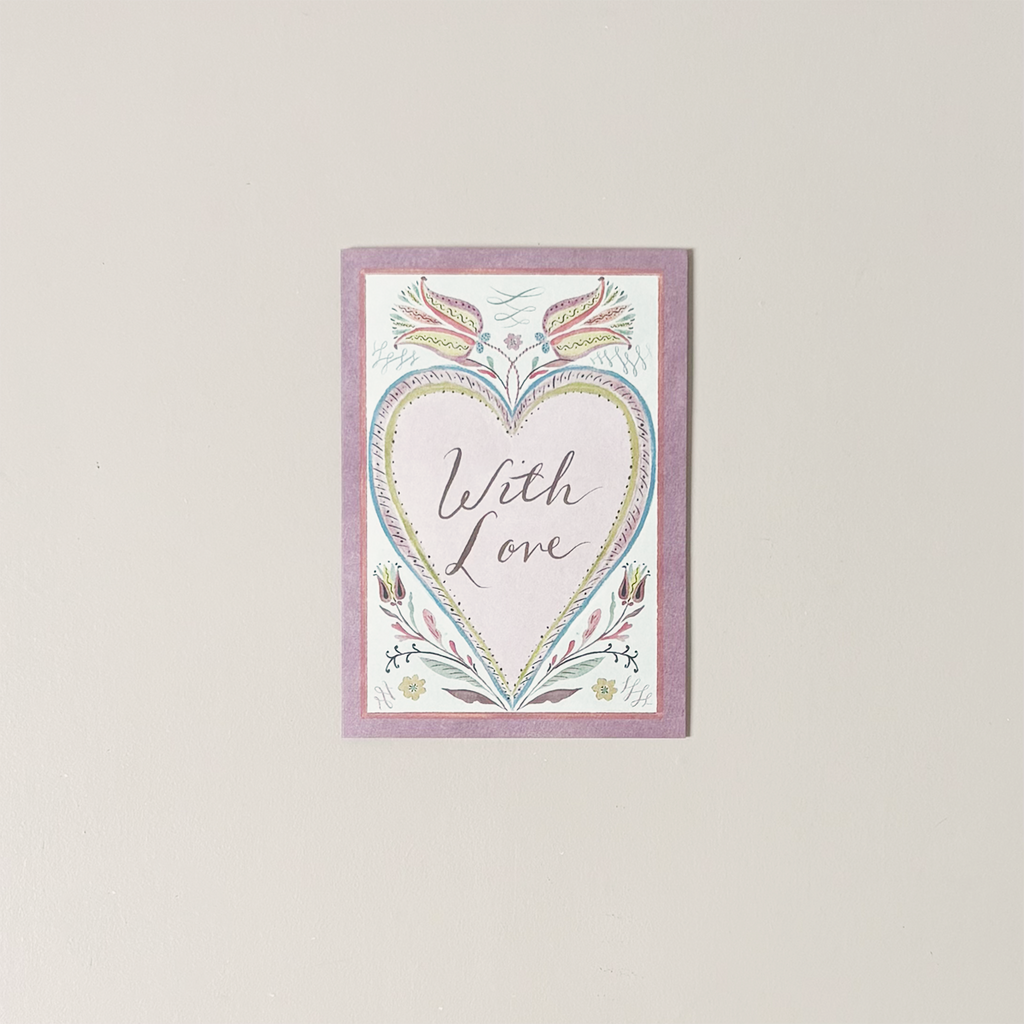 Pink Heart With Love Note Card