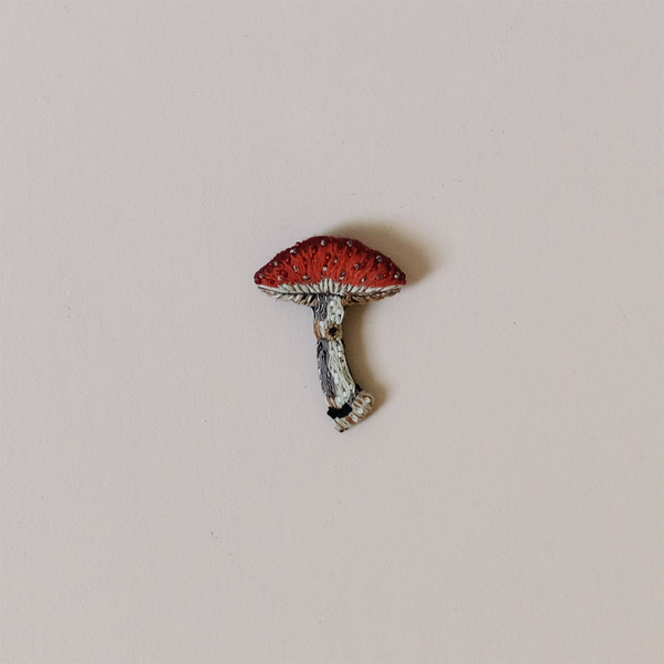 Amanita Mushroom Embroidered Pin