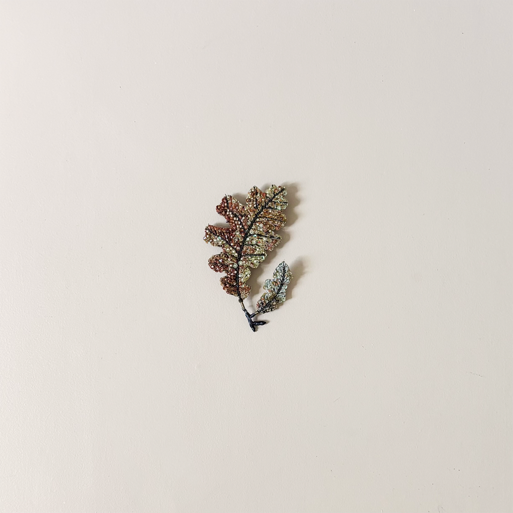 Autumn Oak Leaf Embroidered Pin