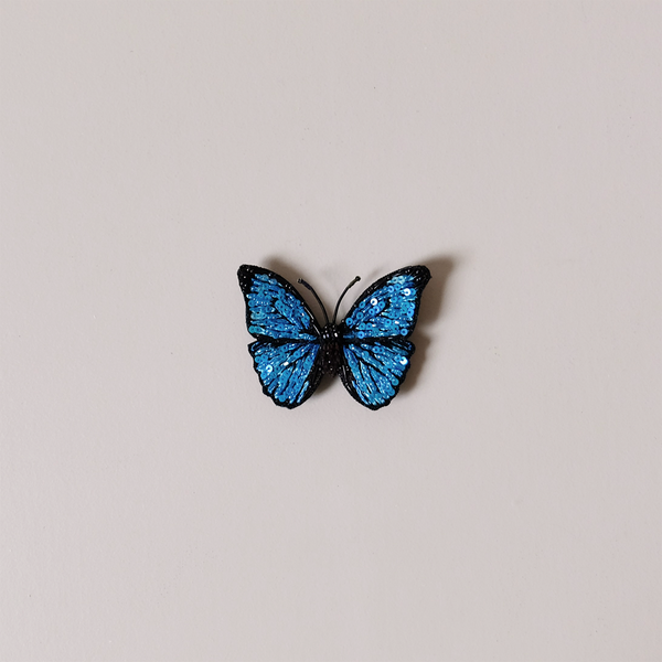 Blue Morpho Moth Embroidered Pin