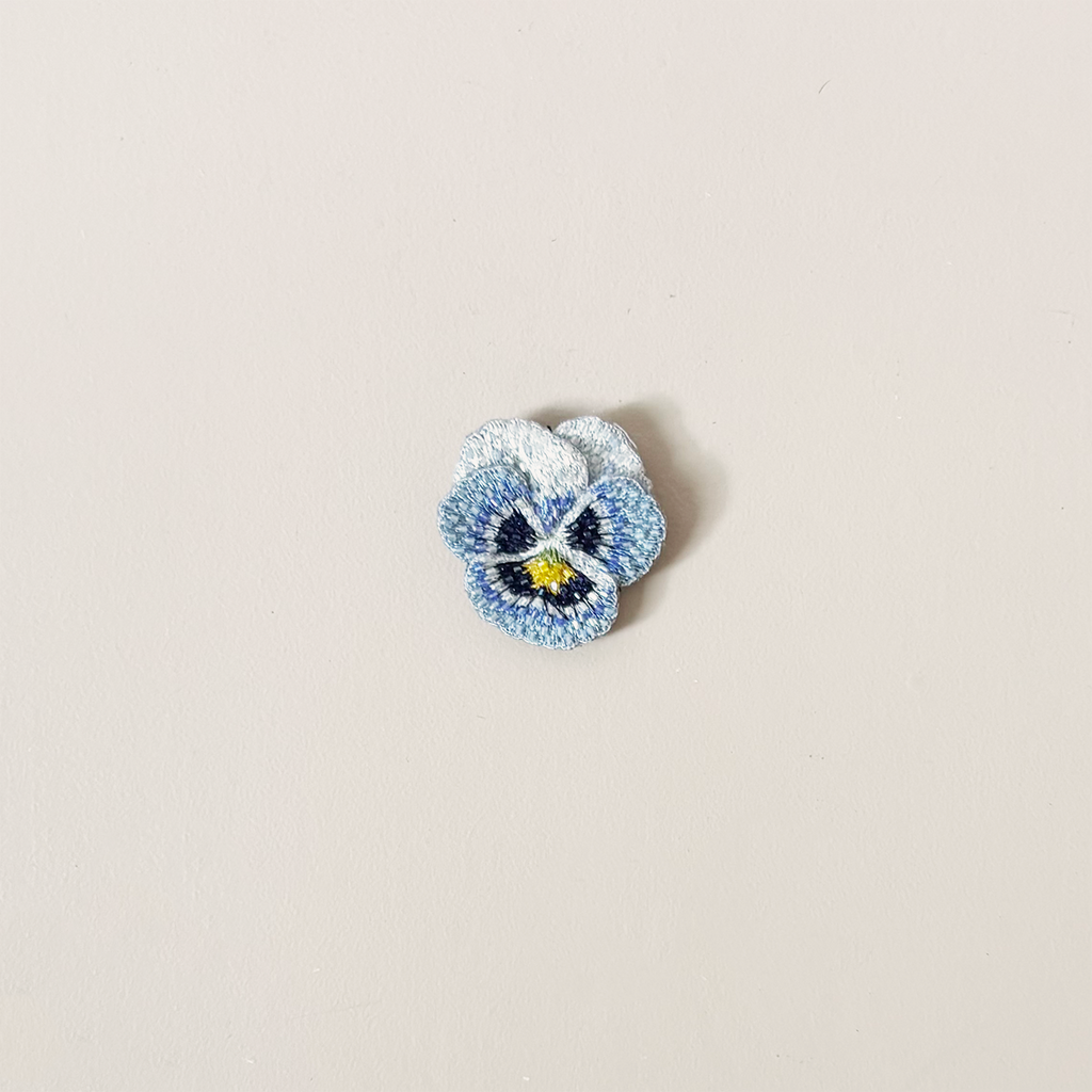 Blue Pansy Embroidered Pin