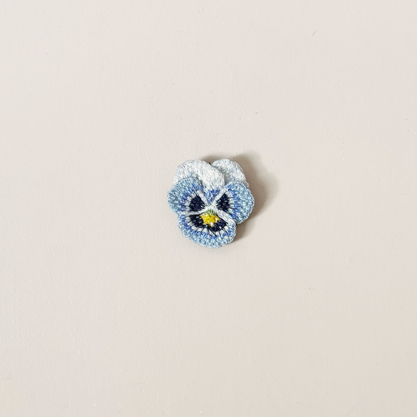 Blue Pansy Embroidered Pin
