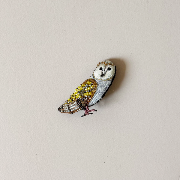 Golden Owl Embroidered Pin