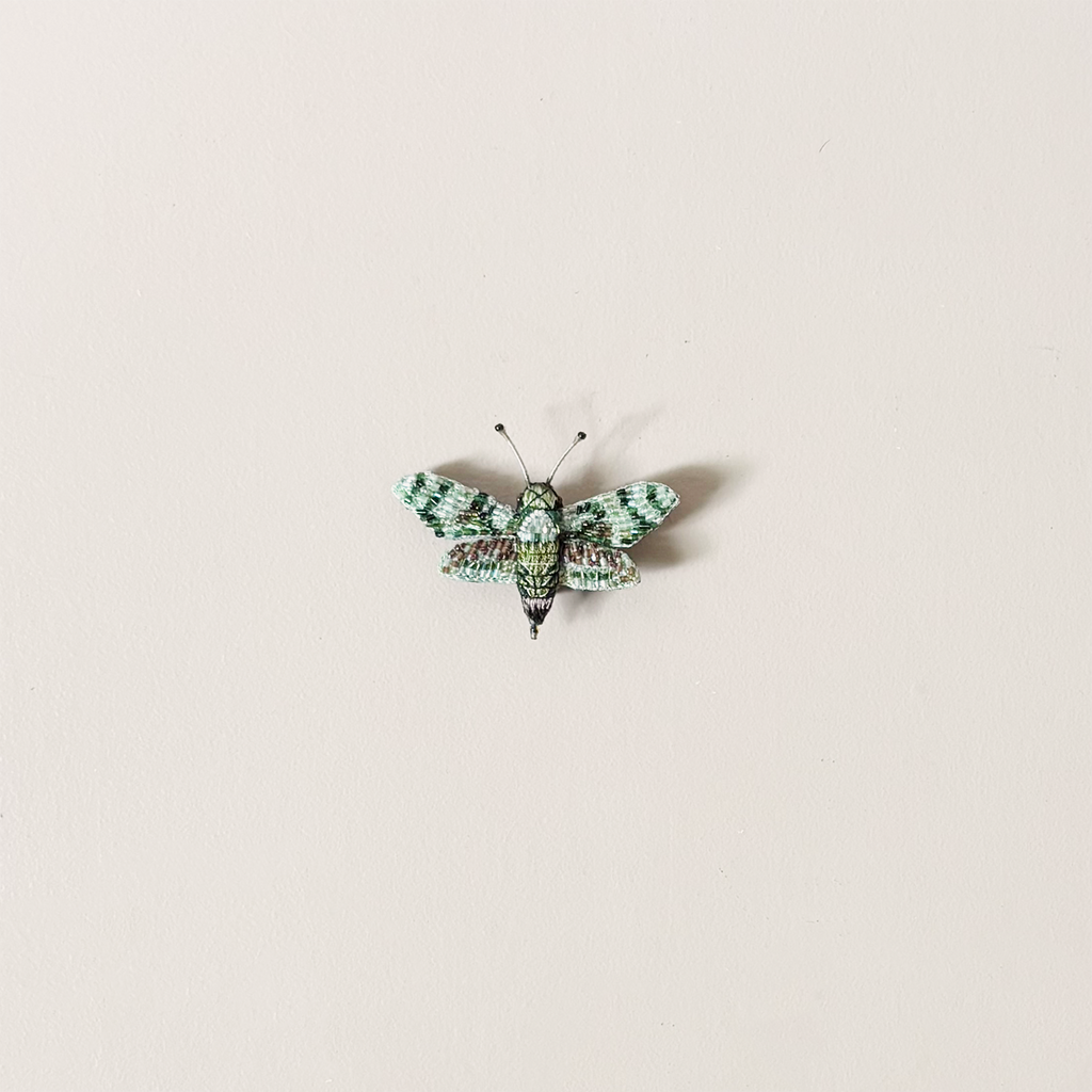 Hawk Moth Embroidered Pin