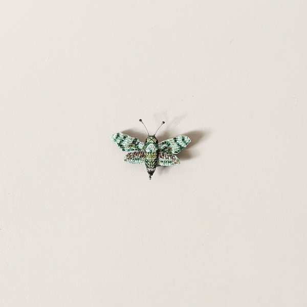 Hawk Moth Embroidered Pin