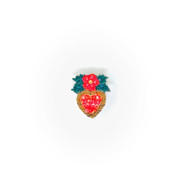 Holly Heart Embroidered Pin