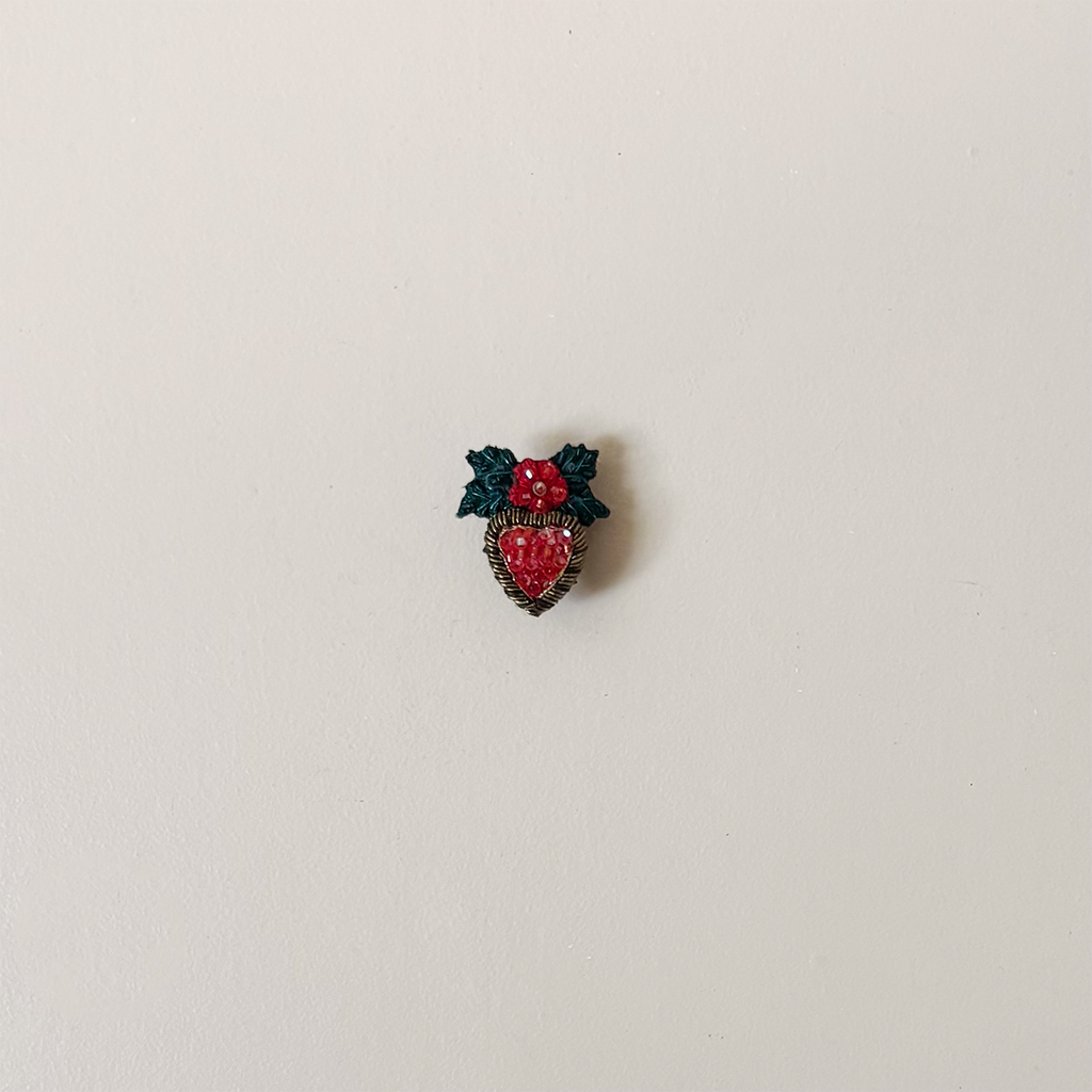 Holly Heart Embroidered Pin