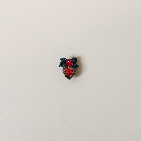 Holly Heart Embroidered Pin