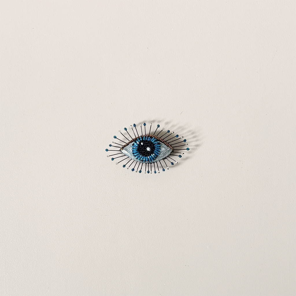 Lapis Eye Embroidered Pin