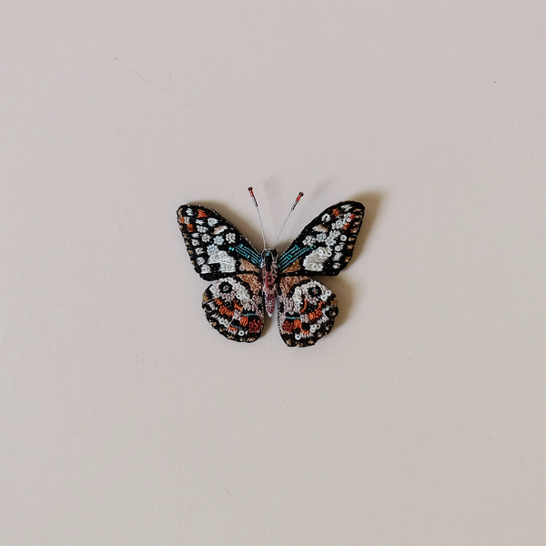 Lime Swallowtail Butterfly Embroidered Pin