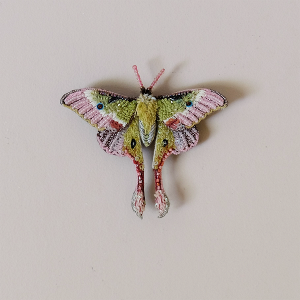 Moon Moth Embroidered Pin