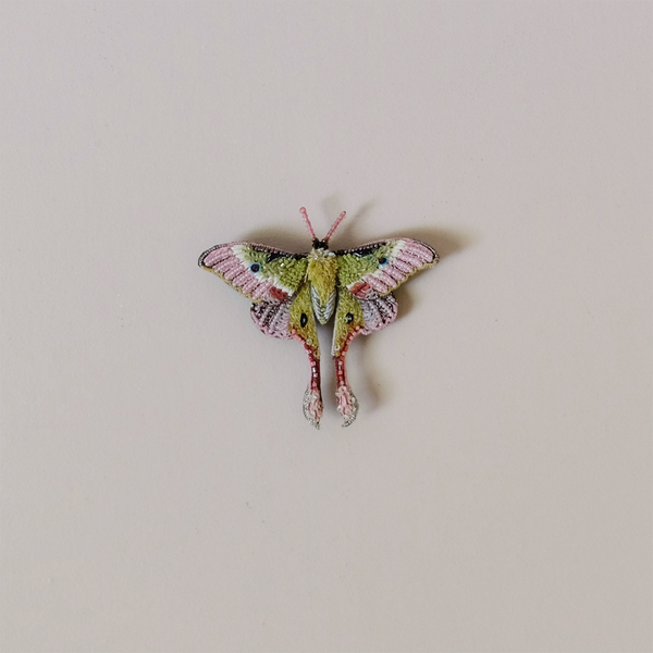 Moon Moth Embroidered Pin